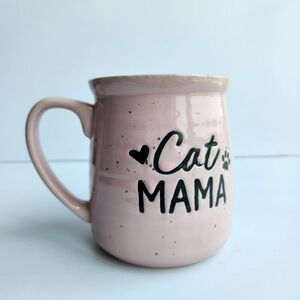 Sunday Morning Pastel Pink Ceramic "Cat Mama" Mug 20 Oz Stoneware Appearance